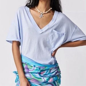 FREE PEOPLE | NWOT Keep Me V-Neck Tee in Baby Blue